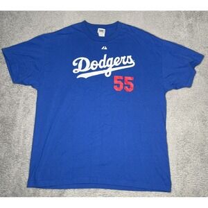 Vtg Y2K Lee Sport LA Dodgers MLB Russell Martin #55 Tshirt Blue Baseball Men 2XL